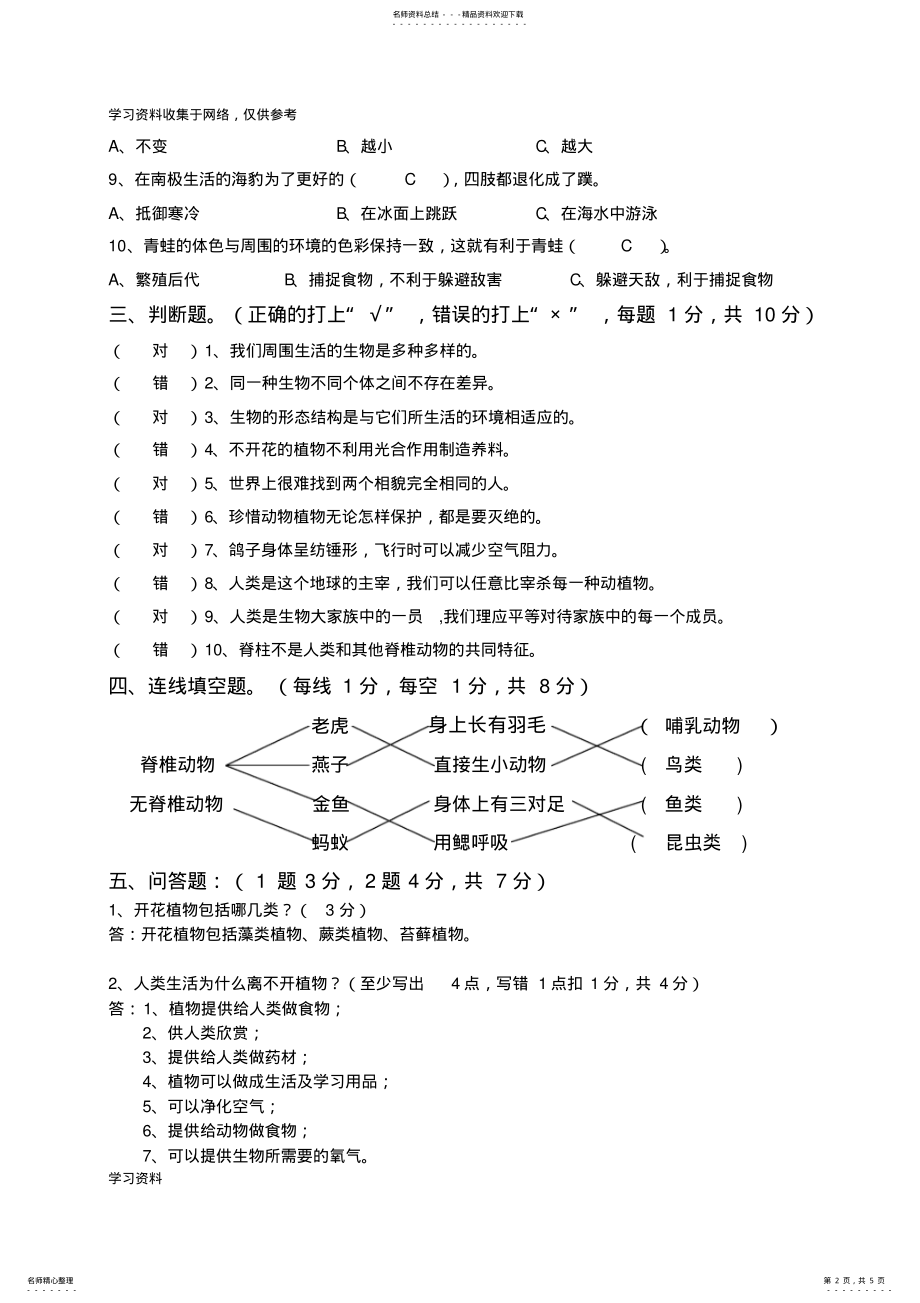 2022年小学教科版六年级科学上册第四单元测试卷 .pdf_第2页