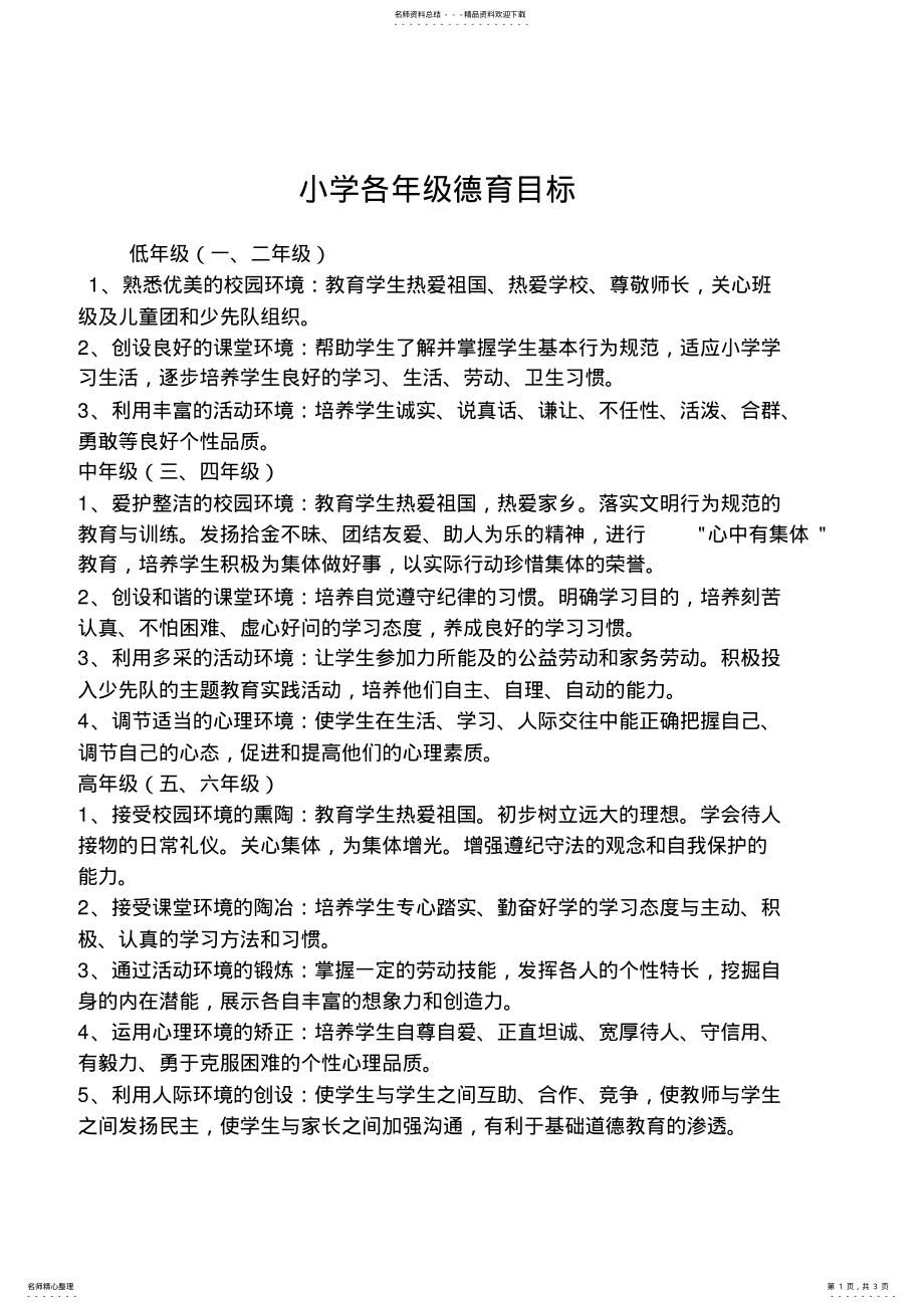 2022年小学各年级德育目标 .pdf_第1页