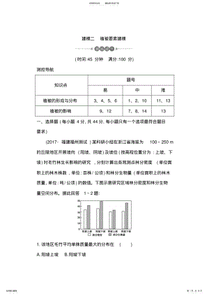 2022年届高三地理二轮复习试题：建模二植被要素建模Word版含解析 .pdf