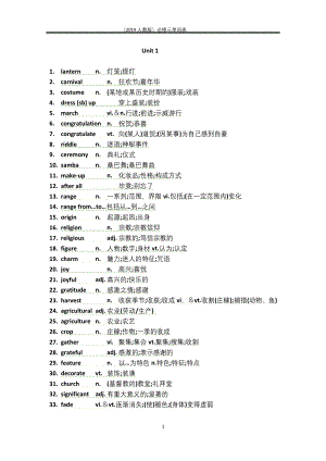 2019人教版新教材高一英语必修三全册单词表(精编打印).docx