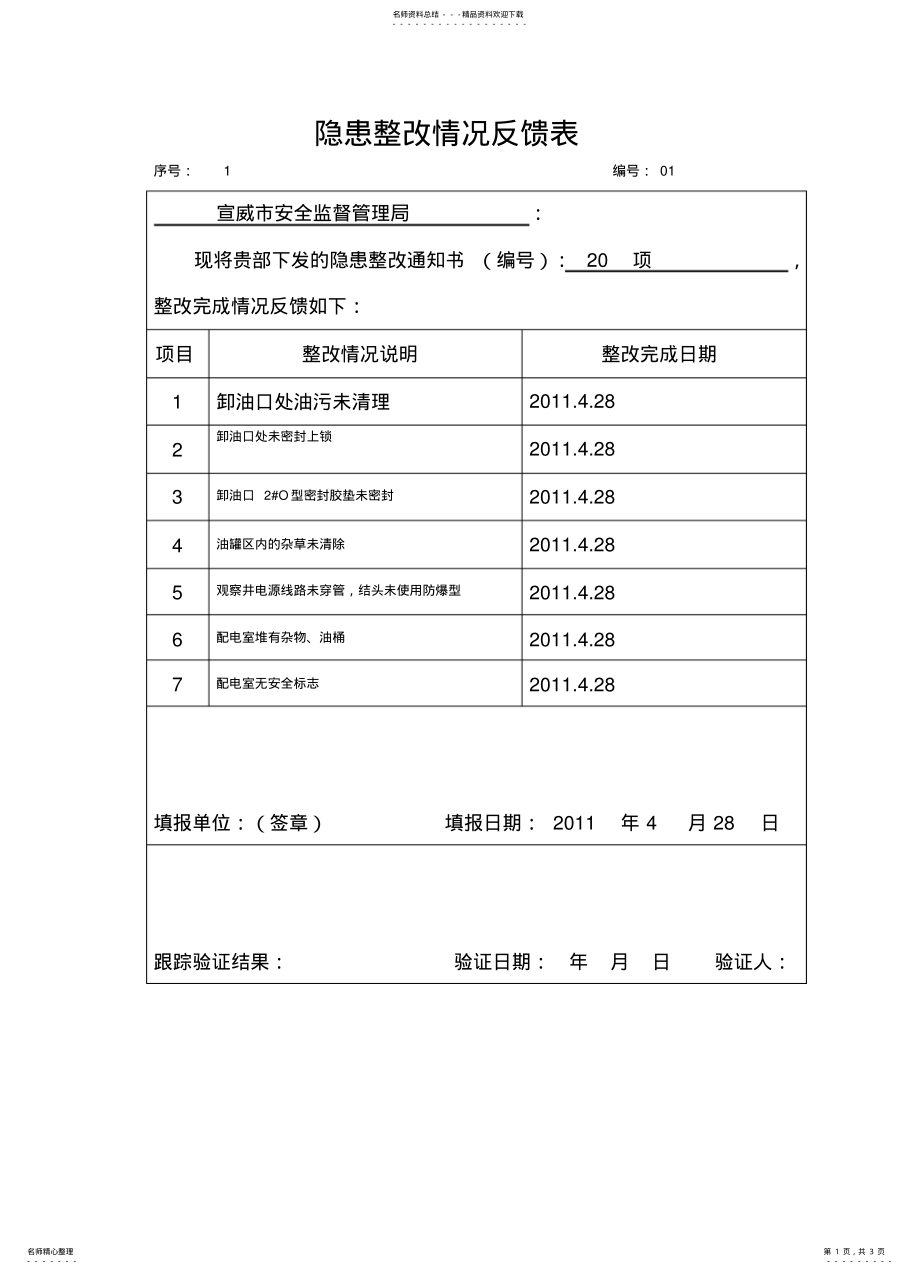 2022年隐患整改情况反馈表 .pdf_第1页