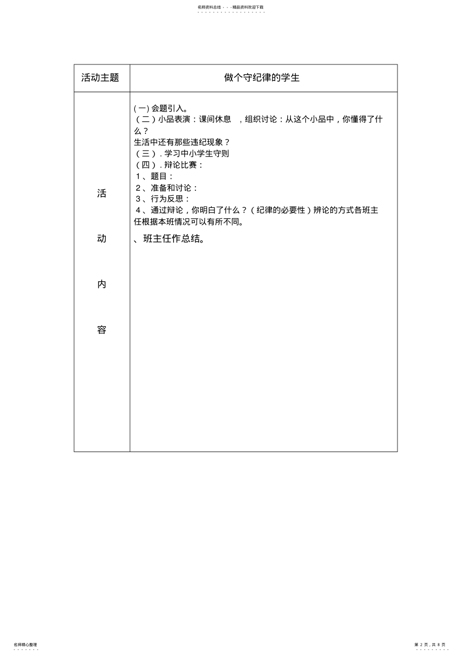 2022年完整word版,四年级班会记录 .pdf_第2页