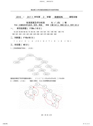 2022年青岛理工大学数据结构A卷考试题答案 .pdf