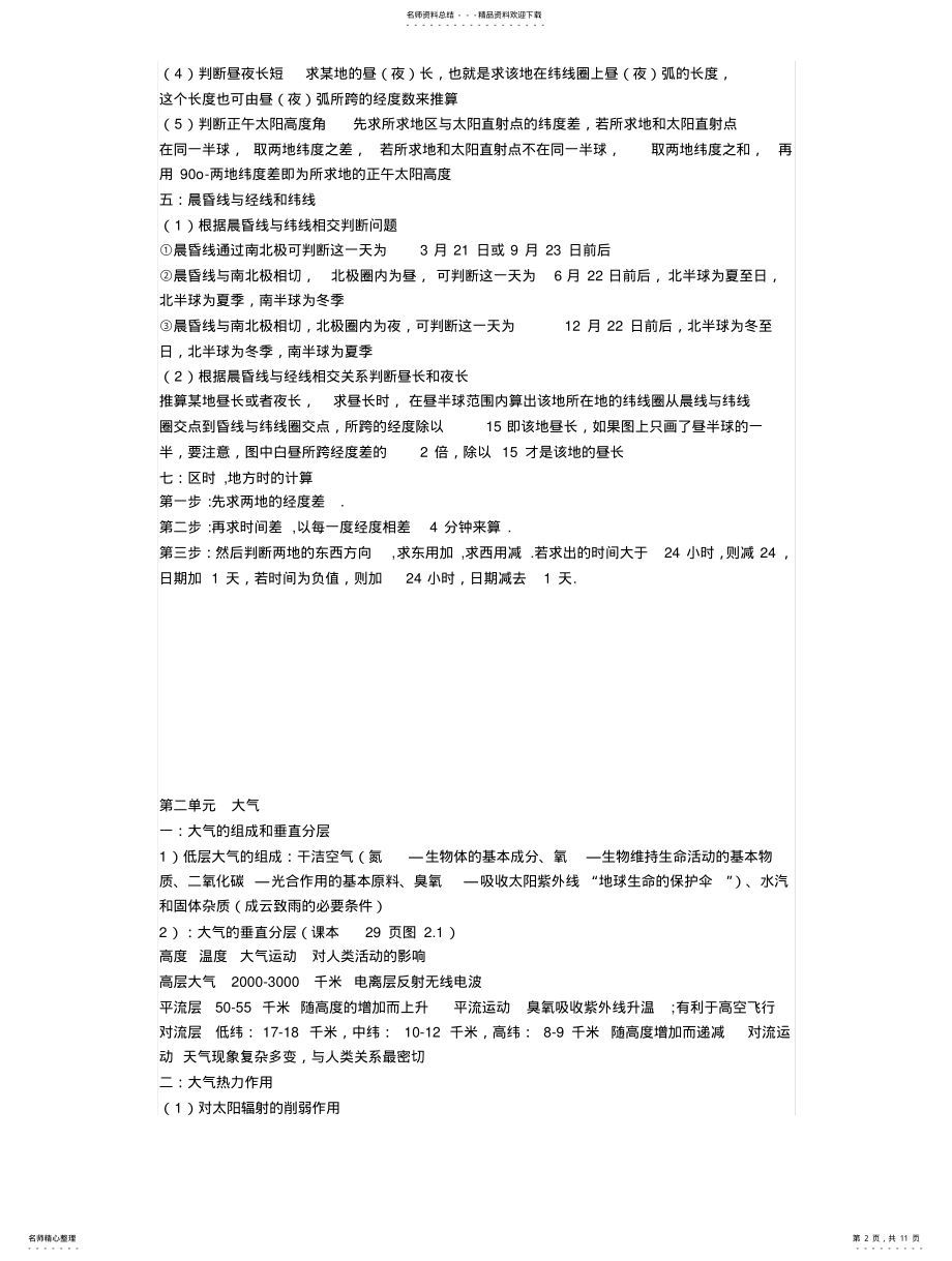 2022年高一必修一地理知识点总结 .pdf_第2页