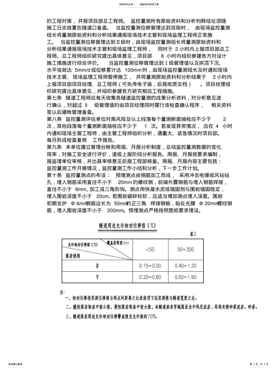 2022年隧道监控量测管理办法 .pdf_第2页