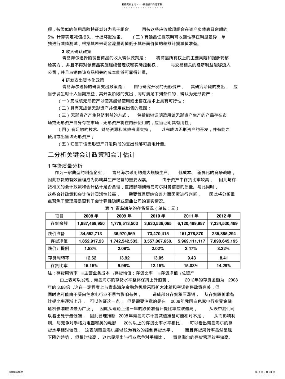 2022年青岛海尔财务分析经典报告 .pdf_第2页