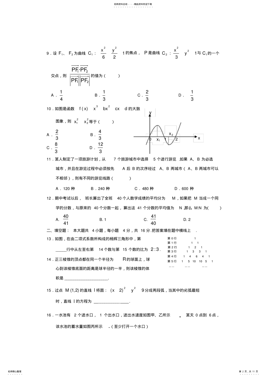 2022年高三数学模拟试题 .pdf_第2页