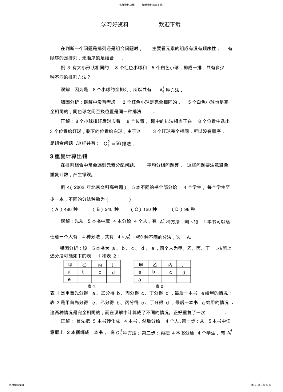 2022年高中数学排列组合部分错题精选 .pdf_第2页