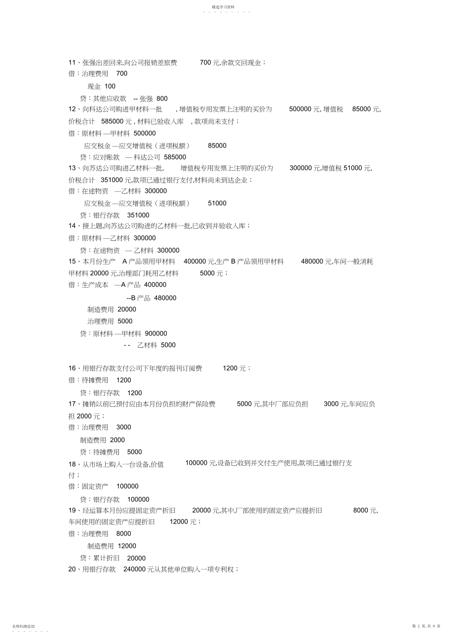 2022年基础会计学会计分录练习题及答案.docx_第2页