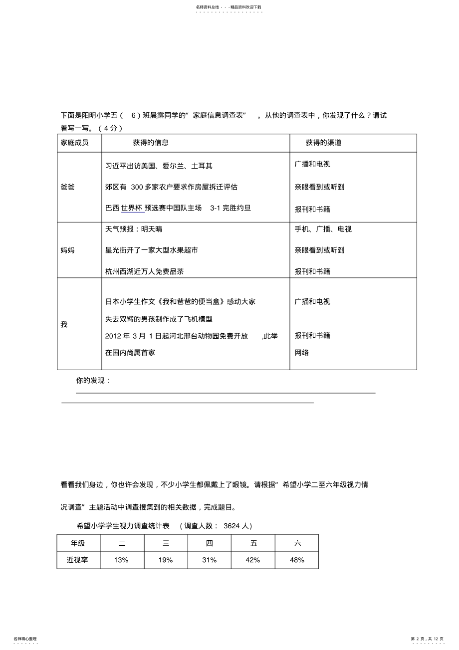 2022年小升初非连续性文本的阅读试题 2.pdf_第2页