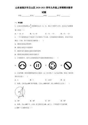 山东省临沂市兰山区2020-2021学年九年级上学期期末数学试题.docx