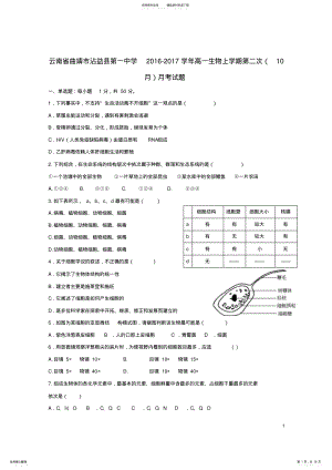 2022年高一生物上学期第二次月考试题 .pdf