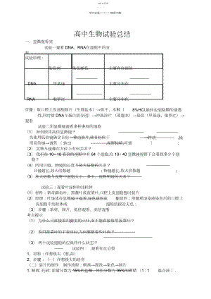 2022年高中实验知识点归纳.docx