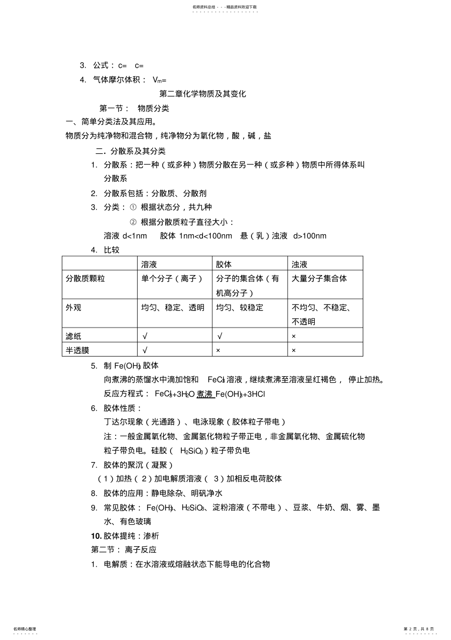 2022年高一必修一化学笔记总结 .pdf_第2页