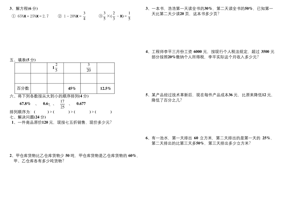 小学六年级数学下册第一单元测试题.docx_第2页