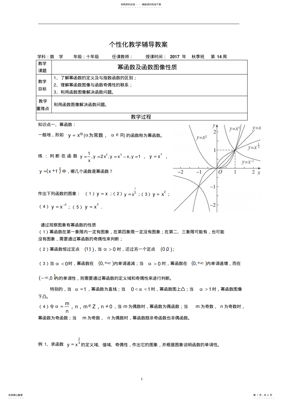 2022年高一幂函数及函数图像性质 .pdf_第1页