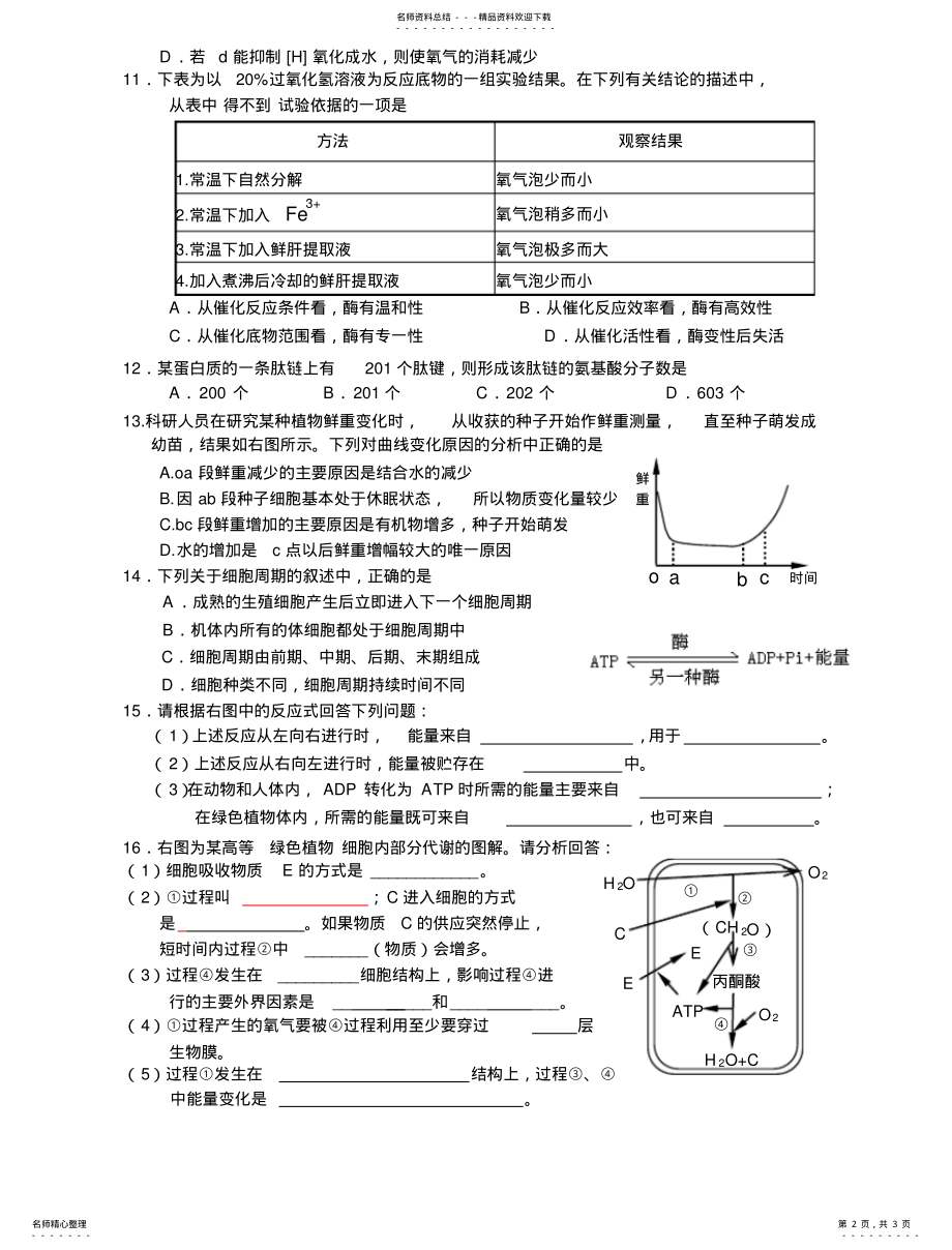 2022年高一生物必修综合练习 .pdf_第2页