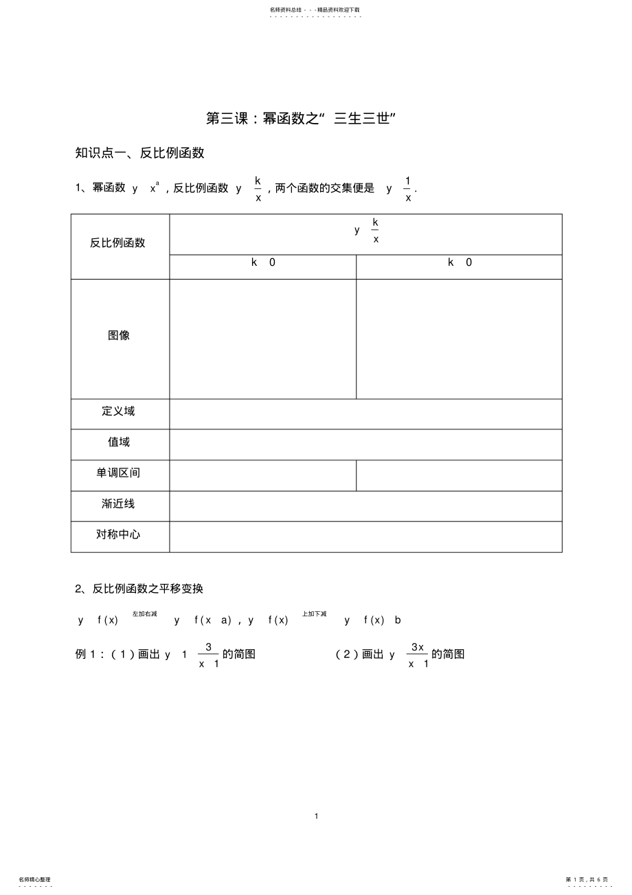 2022年高一数学幂函数图像复习 .pdf_第1页