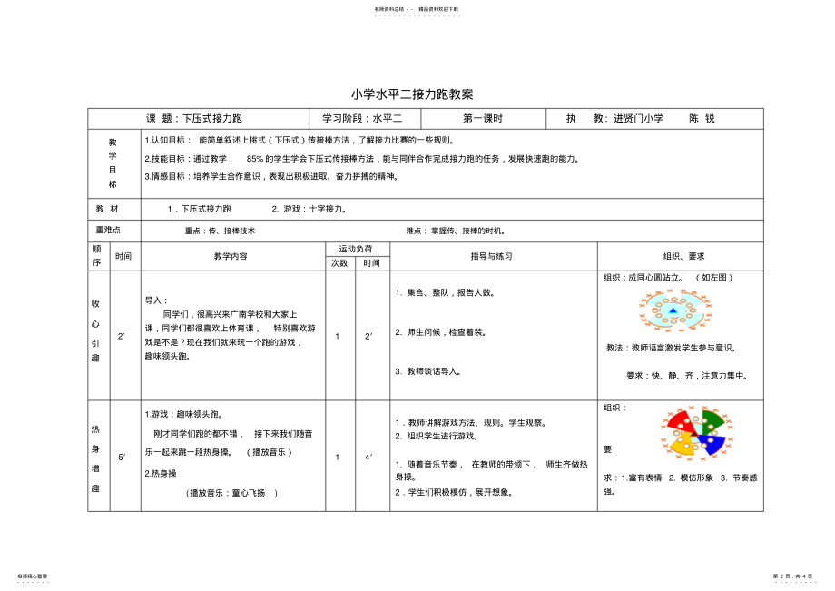 2022年小学四年级接力跑教学设计 2.pdf_第2页