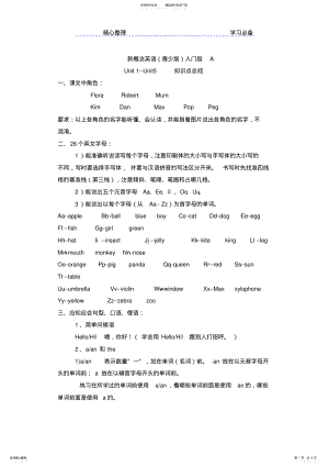 2022年青少版新概念英语入门级A-unit-知识点总结 .pdf