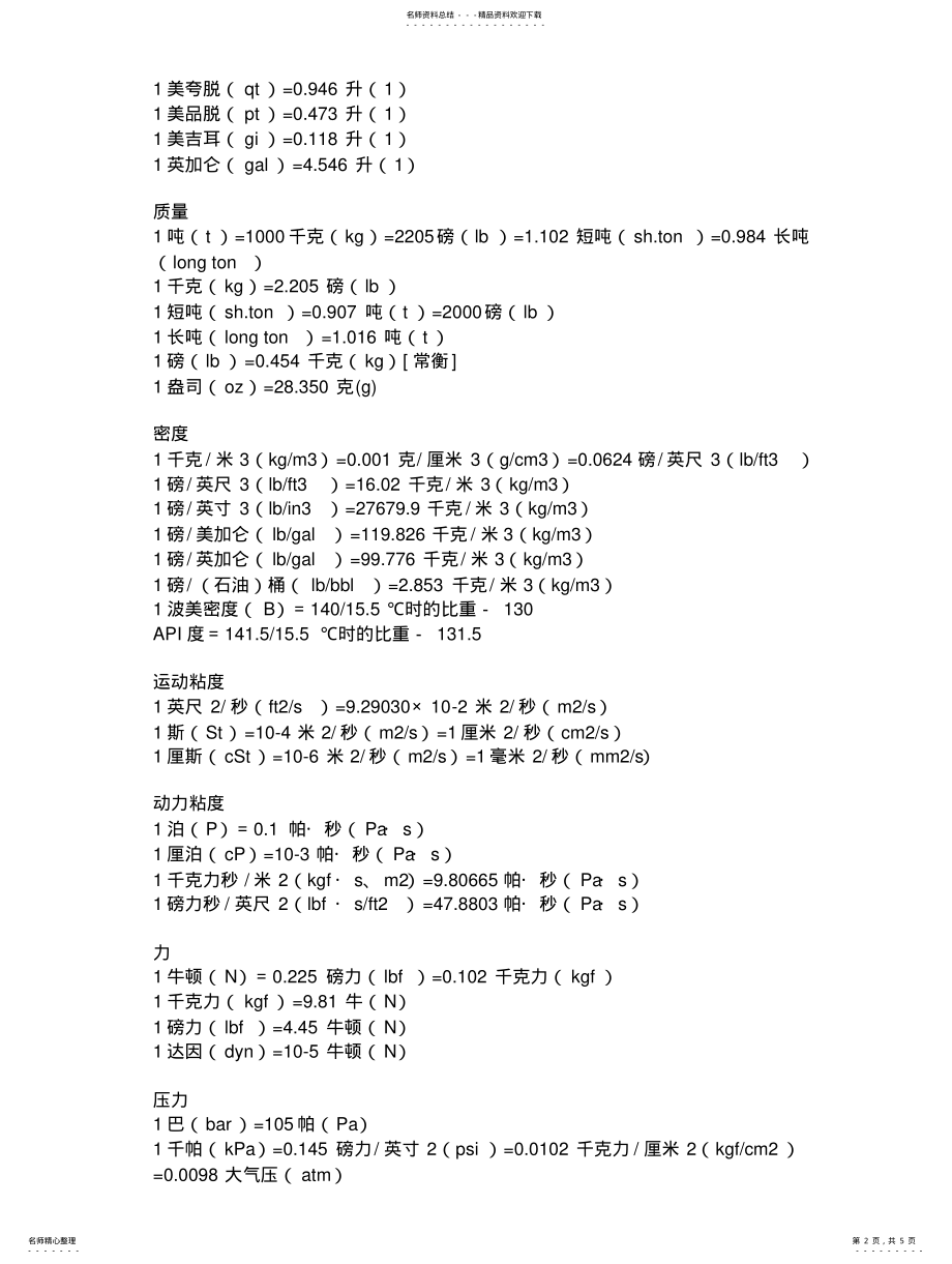 2022年常用物理单位换算 2.pdf_第2页