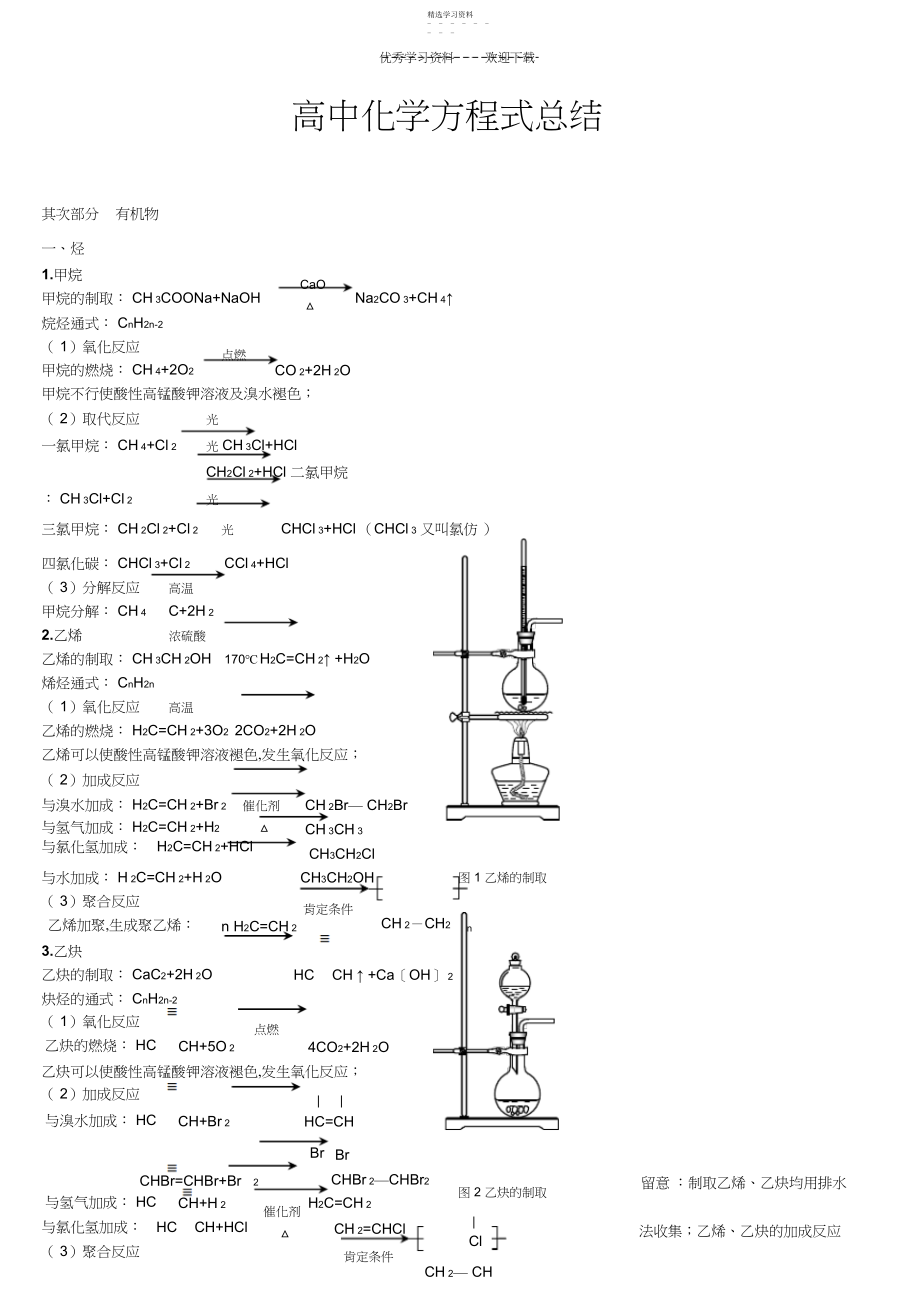 2022年高中有机反应方程有机物化学方程式..docx_第1页