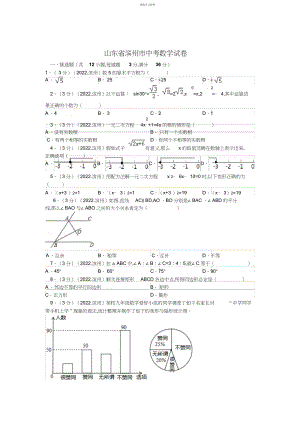 2022年山东省滨州市中考数学试题及解析.docx