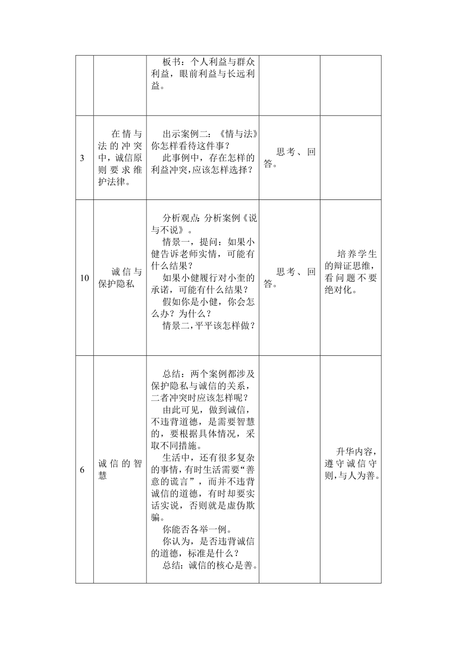 品德道德与法治八上做诚信的人[教案]公开课教案教学设计课件测试卷练习卷课时同步训练练习公开课教案课件.doc_第2页