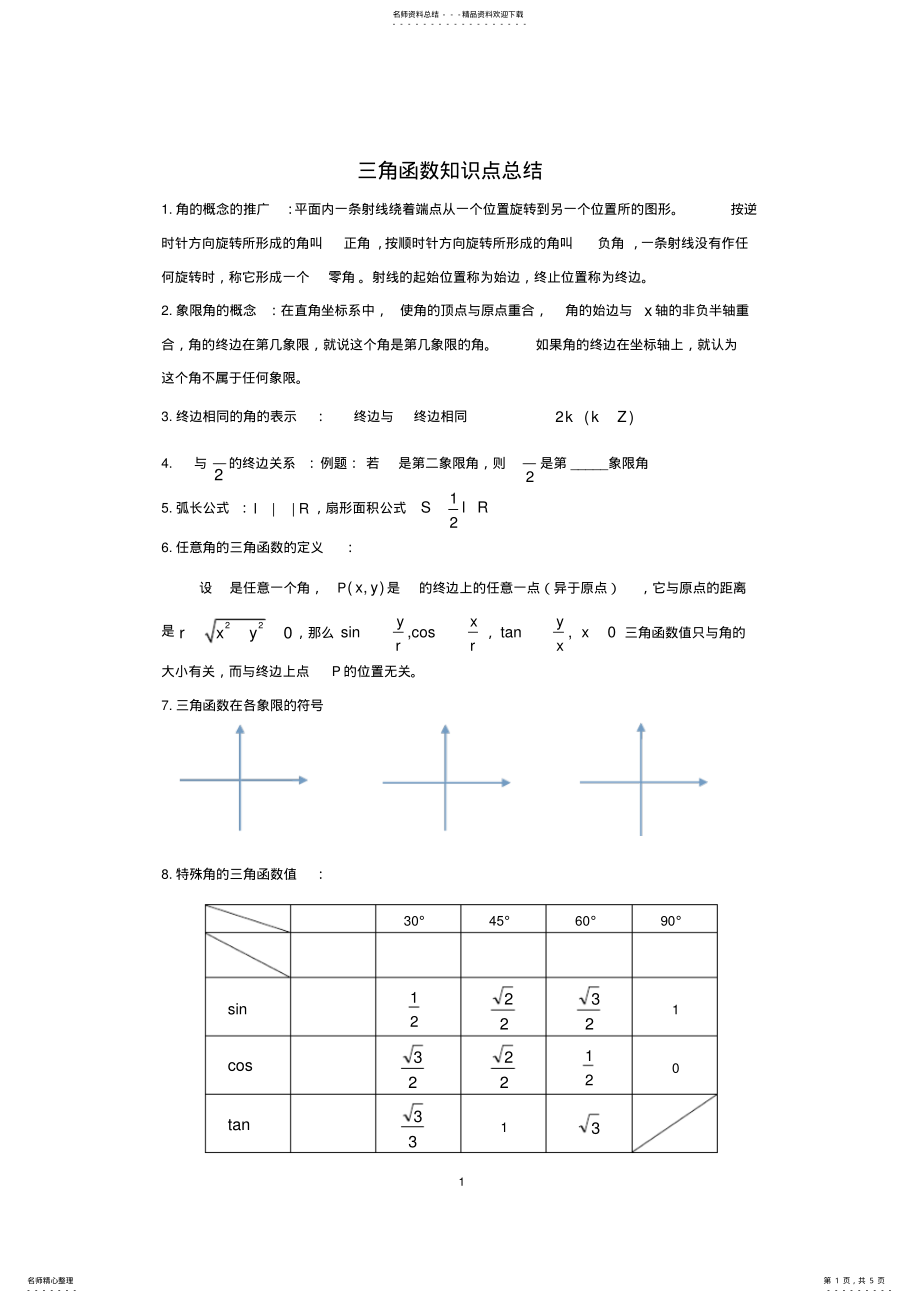 2022年高中三角函数知识点总结《》,推荐文档 .pdf_第1页