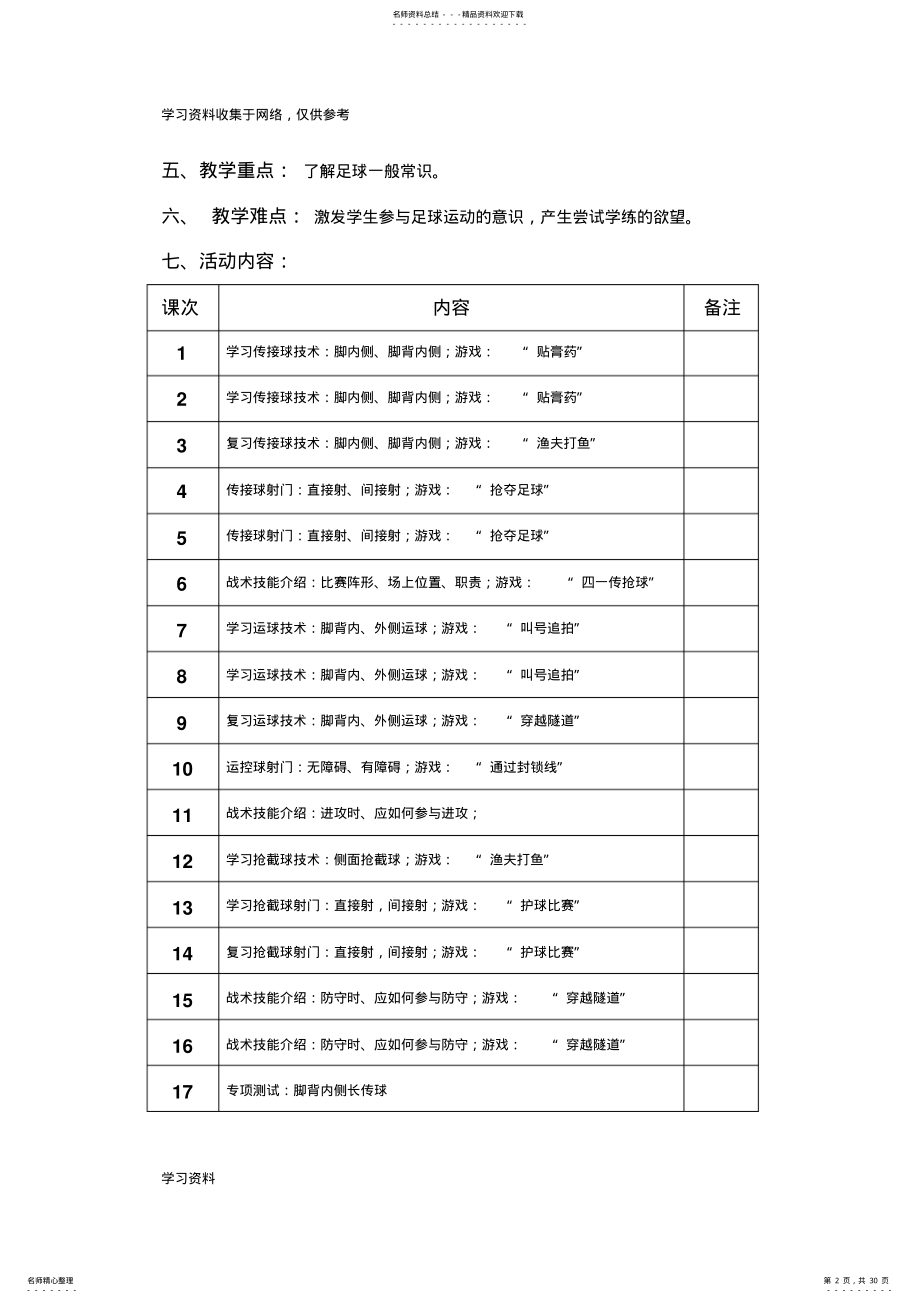 2022年小学足球校本教案及计划 .pdf_第2页