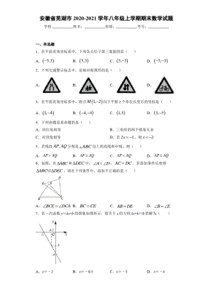 安徽省芜湖市2020-2021学年八年级上学期期末数学试题.docx