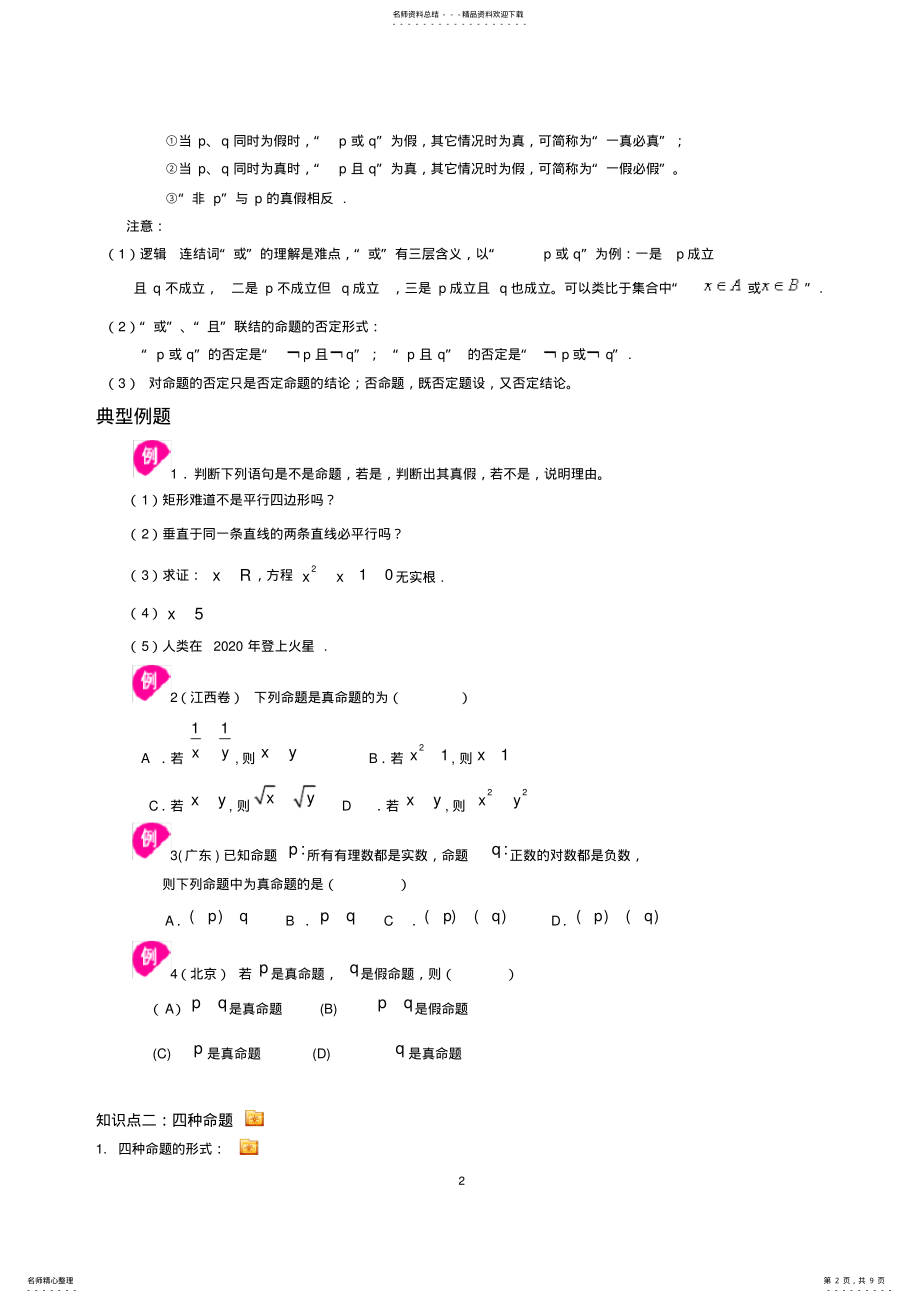 2022年常用逻辑用语知识点,推荐文档 .pdf_第2页