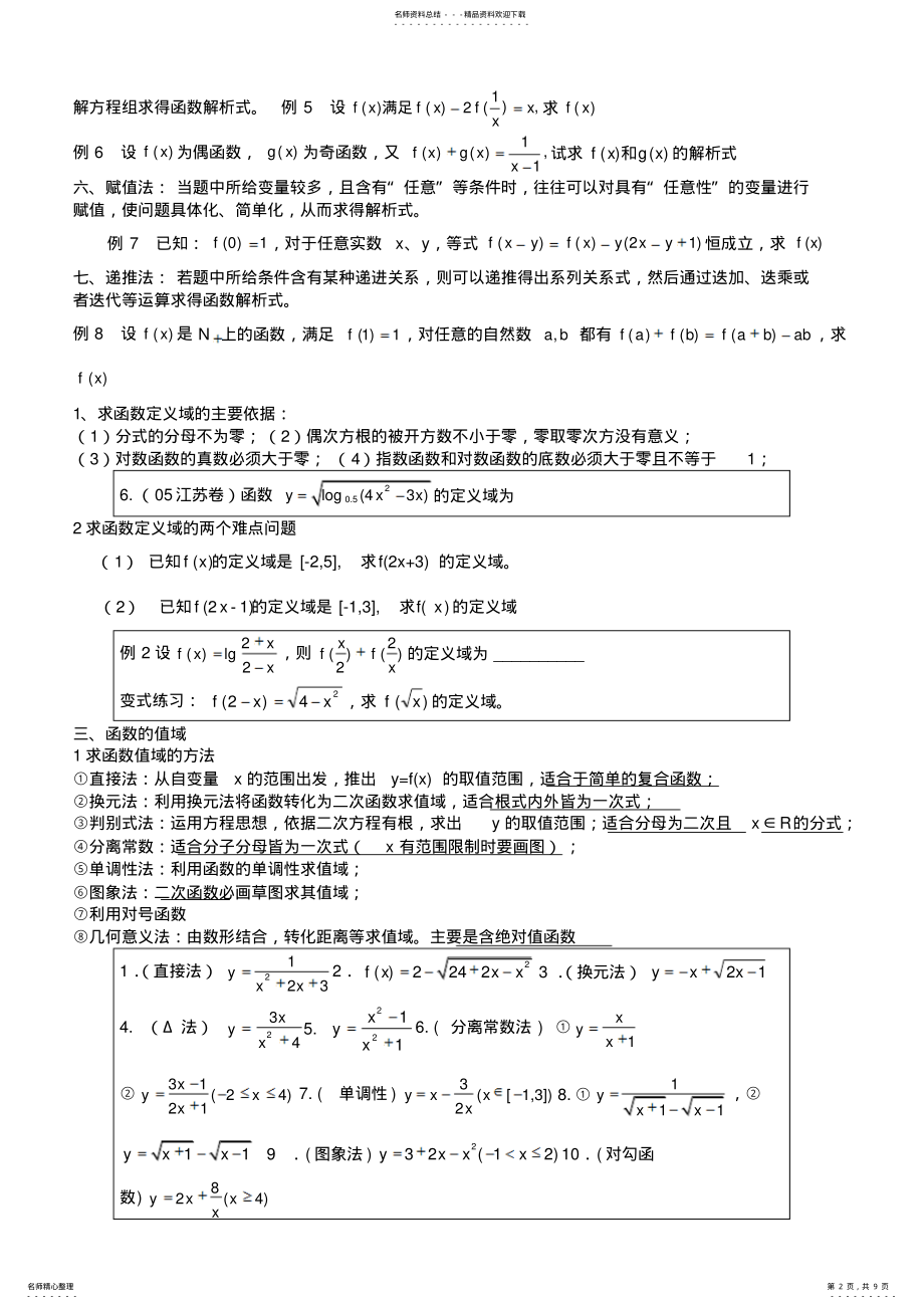 2022年高中数学最全必修一函数性质详解及知识点总结及题型详解 .pdf_第2页