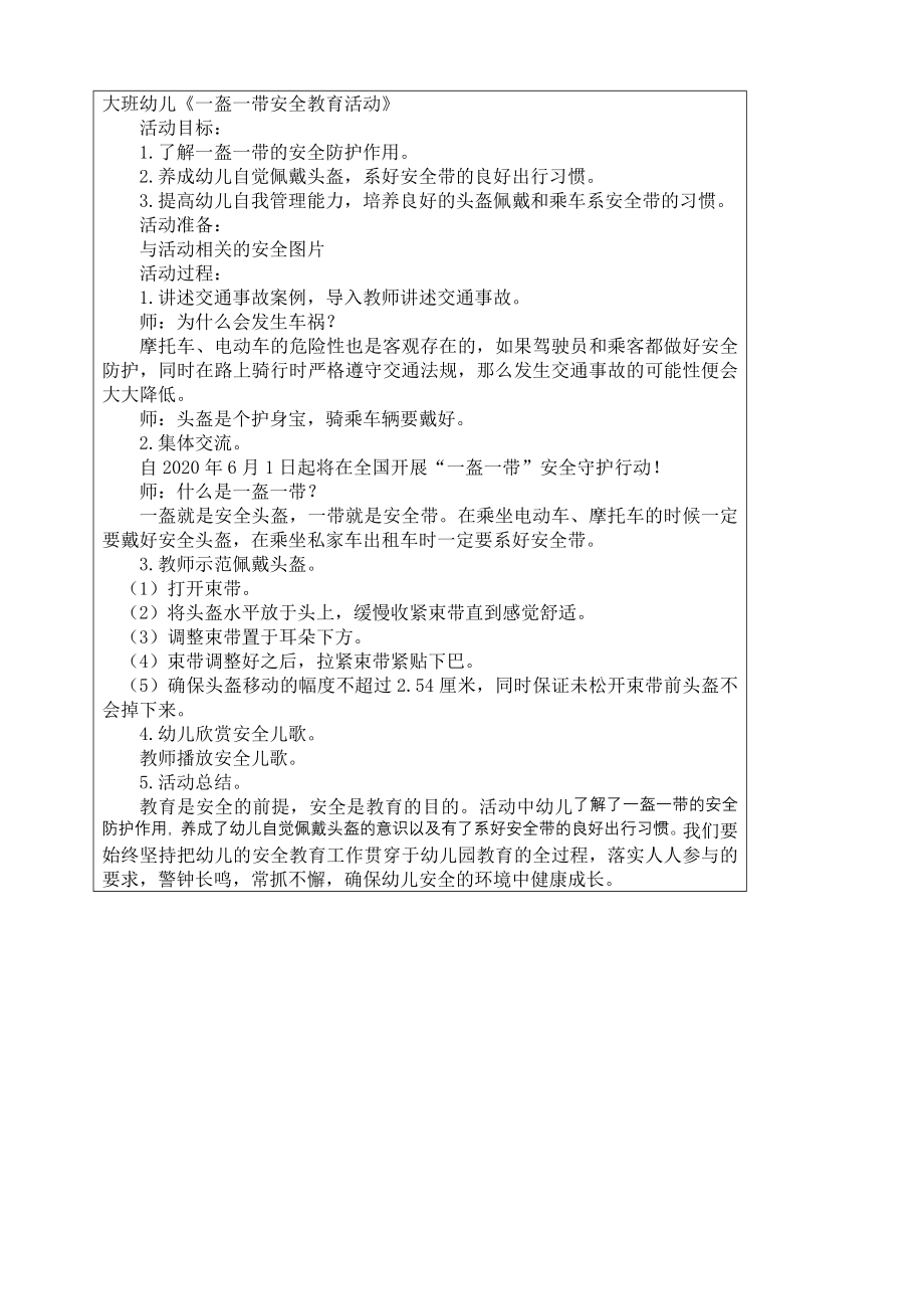 大班幼儿《一盔一带安全教育活动》公开课教案教学设计课件案例试卷.doc_第1页