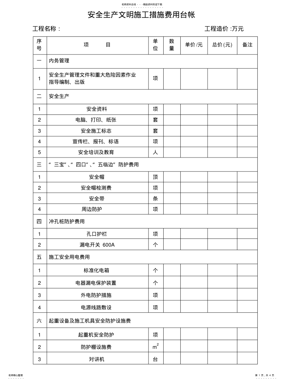 2022年安全费用一览表及使用计划 .pdf_第1页