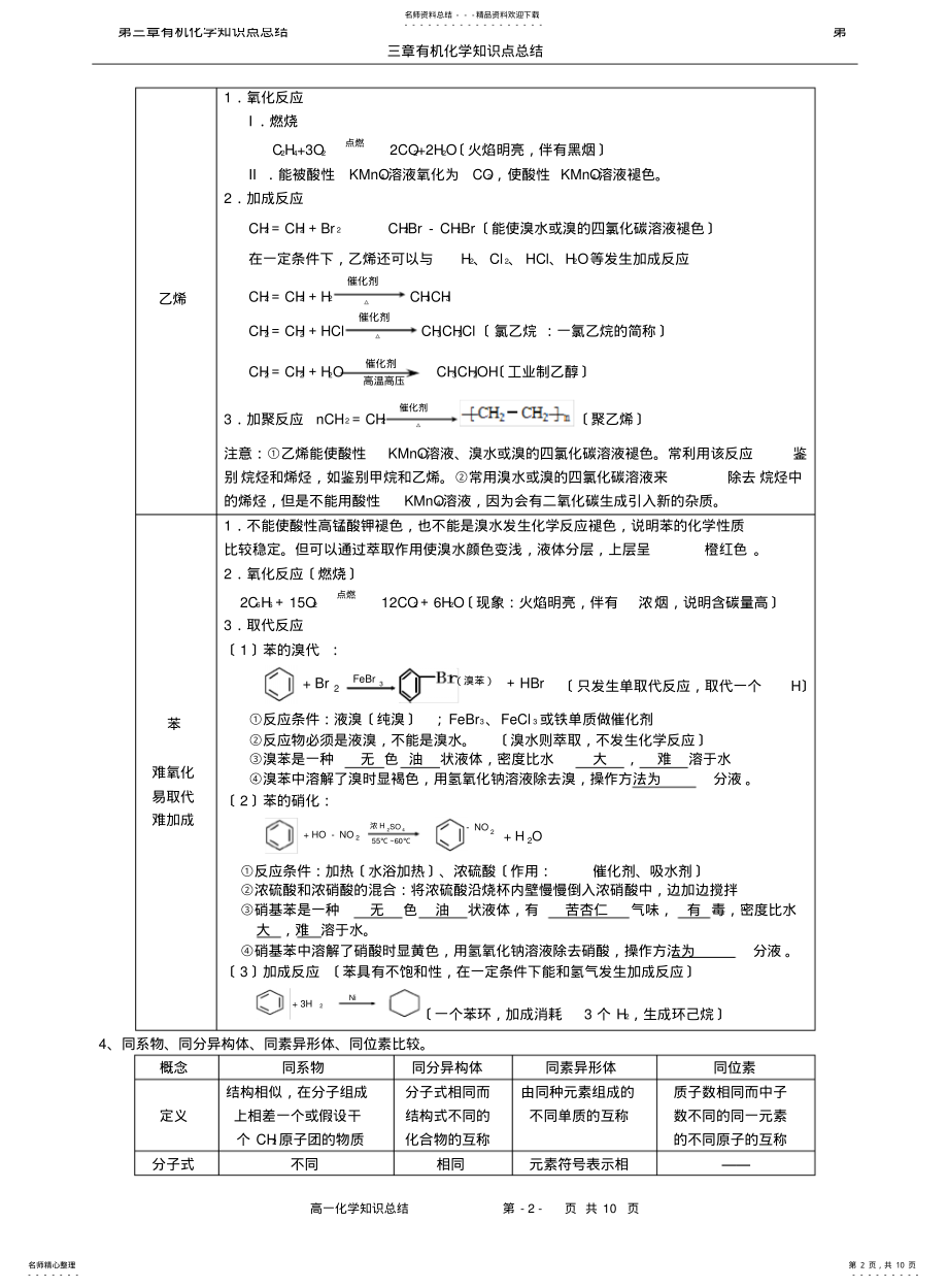 2022年高中化学必修二--有机化合物知识点与练习题 .pdf_第2页