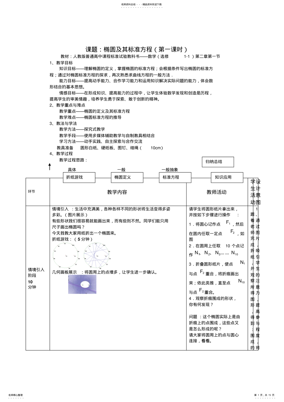 2022年高中数学选修《椭圆及其标准方程》教案 .pdf_第1页