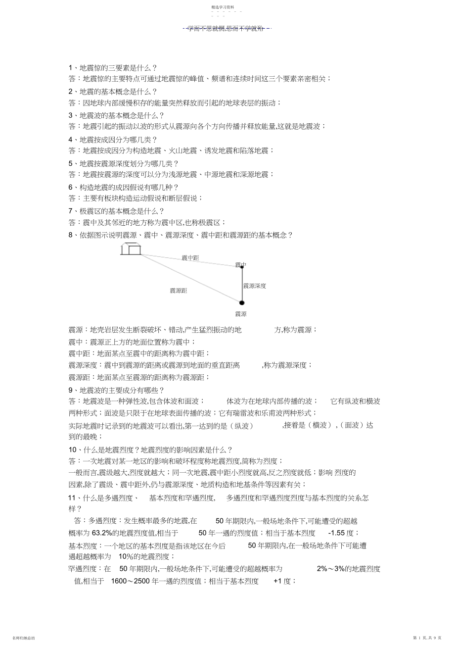 2022年工程结构抗震复习题及答案.docx_第1页