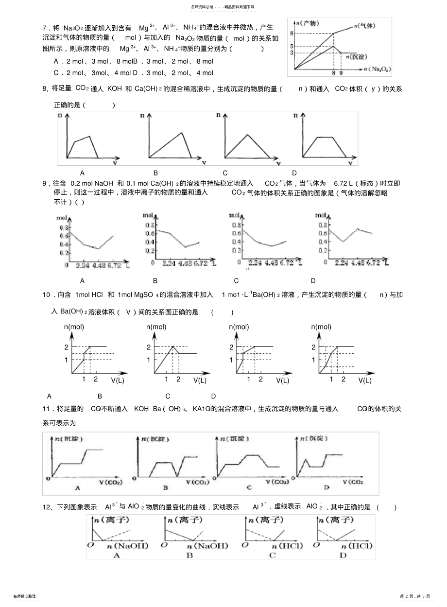 2022年高一化学专练-金属及其化合物图像专题 .pdf_第2页