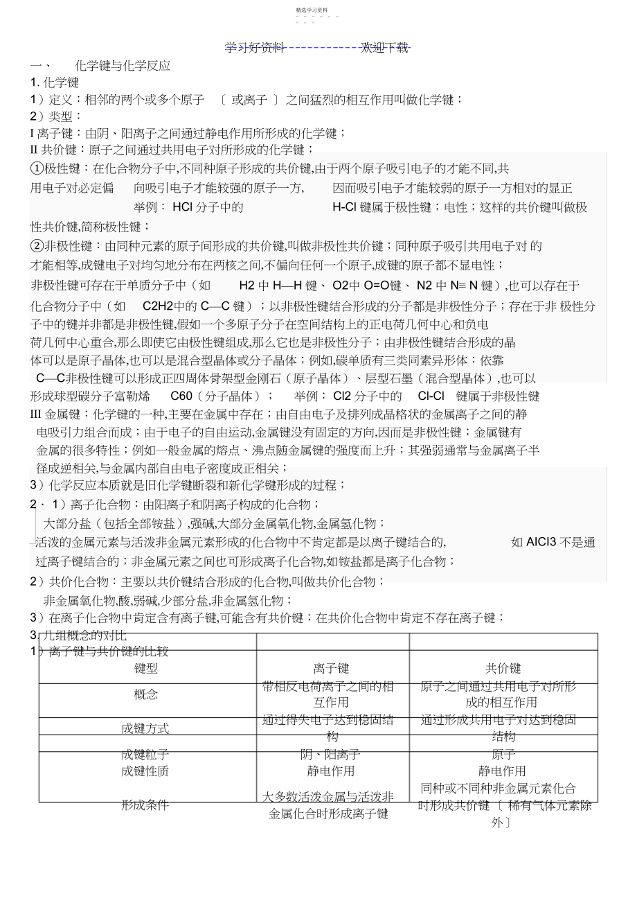 2022年高中化学必修二化学键化学反应与能量知识点总结.docx_第1页