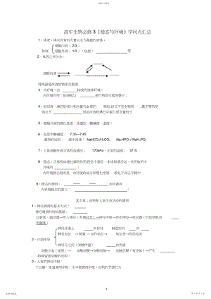 2022年高中生物必修《稳态与环境》知识点试题汇总.docx