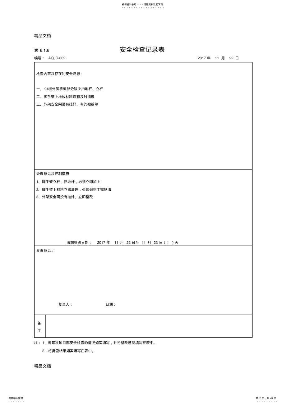 2022年安全检查记录：表..资料讲解 .pdf_第2页