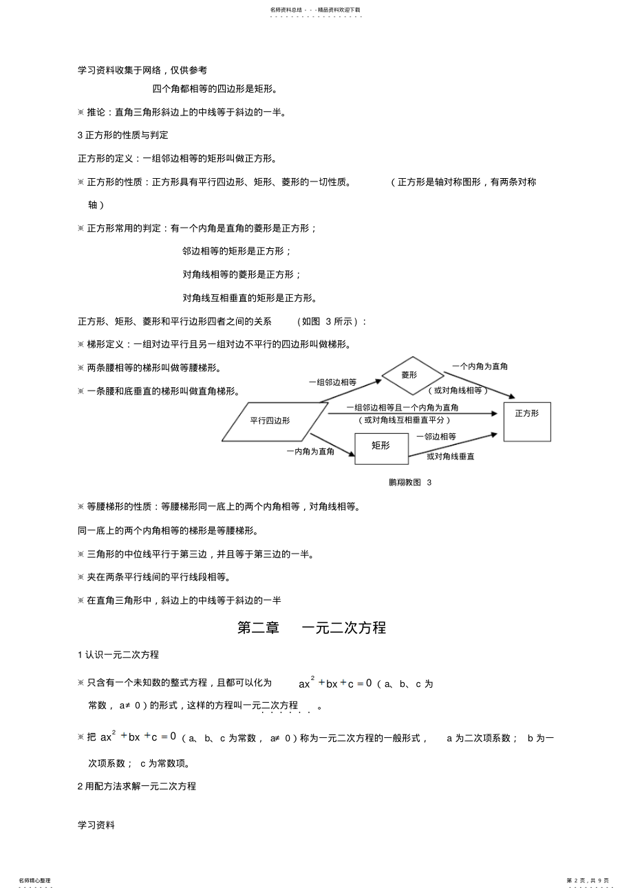 2022年年九年级数学上册知识点归纳 .pdf_第2页