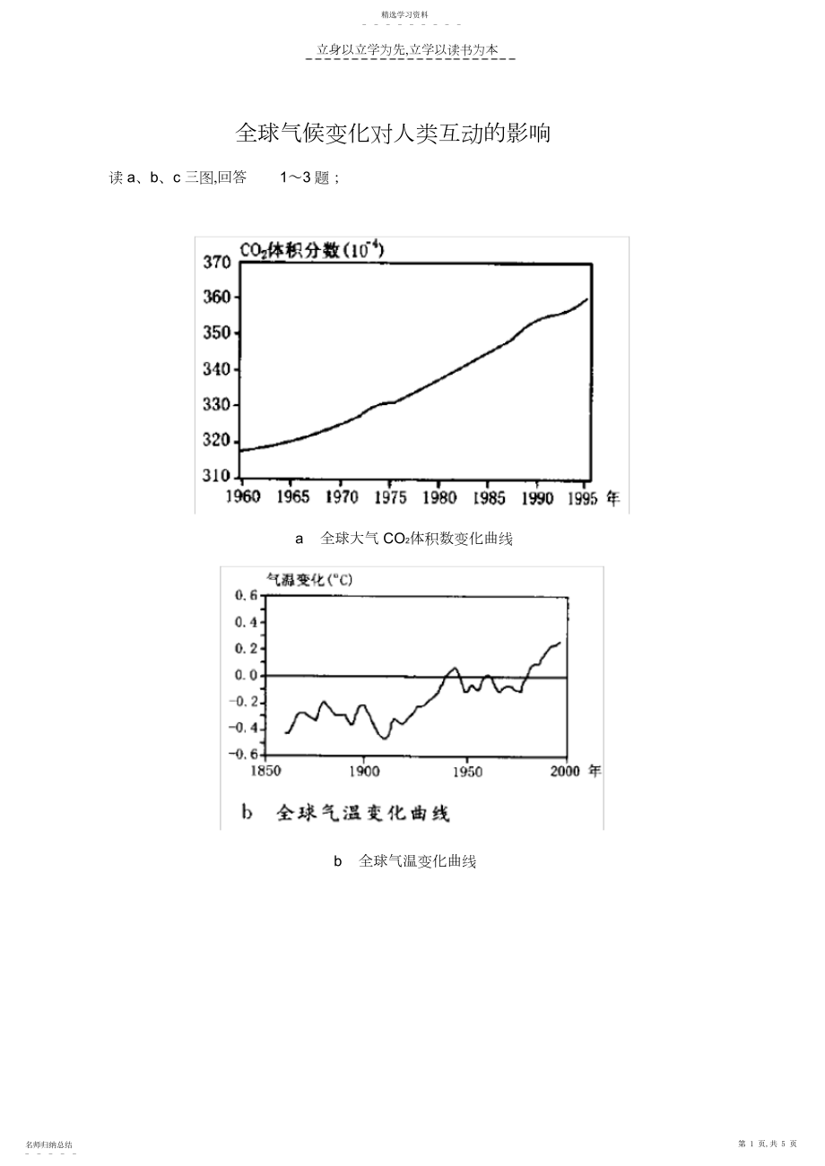 2022年高一地理全球气候变化对人类互动的影响同步练习.docx_第1页