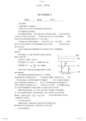 2022年高中原子物理复习题.docx