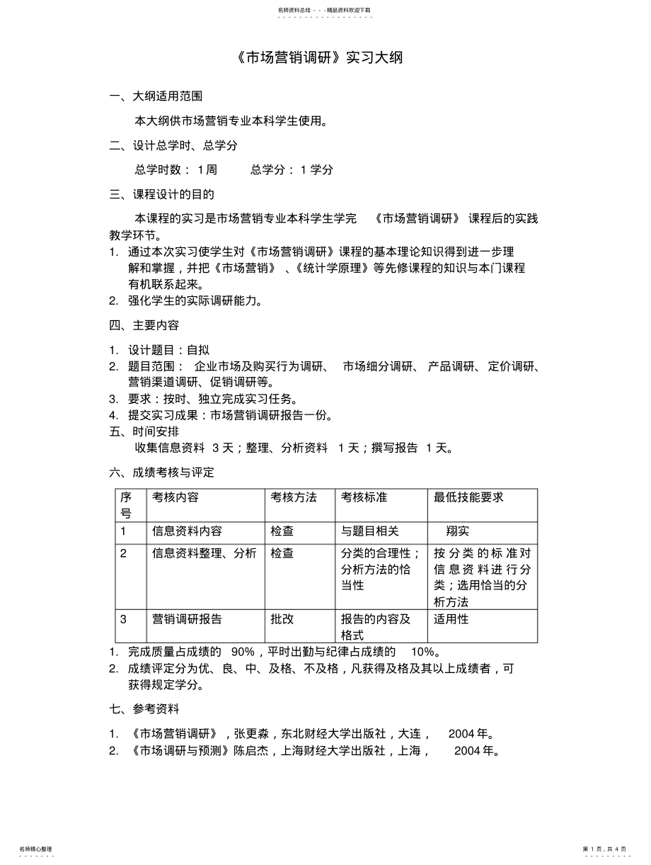 2022年市场营销调研实习大纲 .pdf_第1页