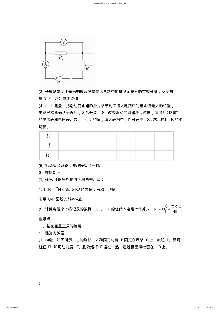 2022年届高考物理第一轮知识点梳理复习教案-专题十二-实验与探究-实验七-测定 .pdf_第2页