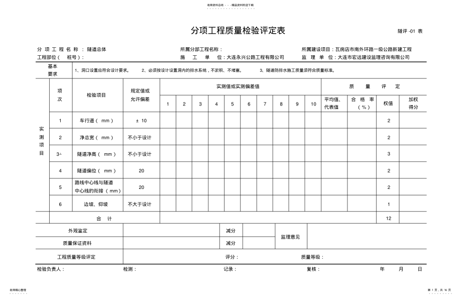 2022年隧道评定表 .pdf_第1页