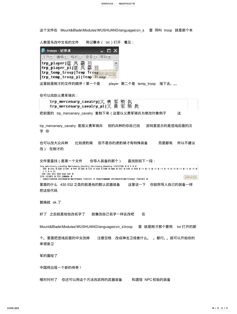 2022年骑马与砍杀无双三国—改代码创造自己军队 .pdf_第2页