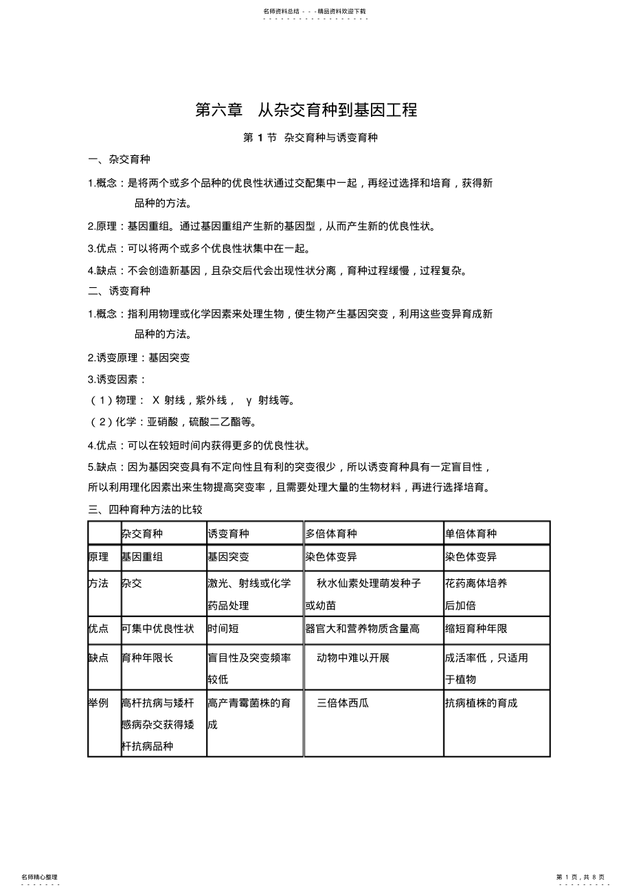 2022年高一生物必修第章第章知识点归纳 .pdf_第1页